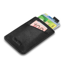 Load image into Gallery viewer, NewBring Slim Leather Wallet Men Credit Card &amp; ID Holders Compact Mini Purse Cash Women Card Holder Sleeve Purse Blue Black