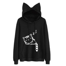 Load image into Gallery viewer, Women Hoodies Pink Winter Cat Pattern Long Sleeve Moletom Hooded Sweatshirts Ear Hooed
