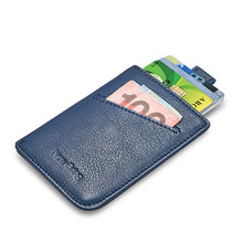 Load image into Gallery viewer, NewBring Slim Leather Wallet Men Credit Card &amp; ID Holders Compact Mini Purse Cash Women Card Holder Sleeve Purse Blue Black